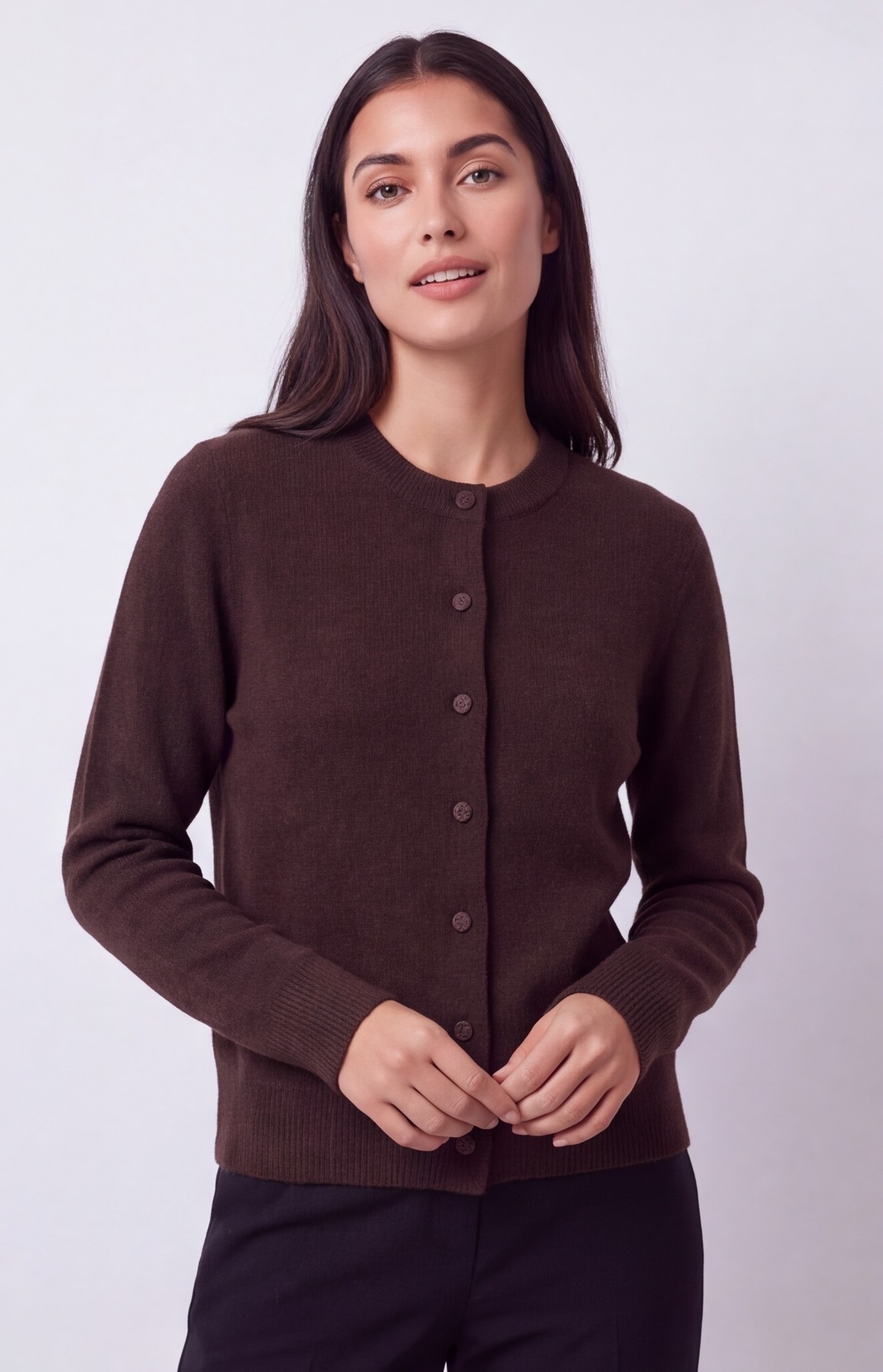Dámsky kardigán BROADWAY NYC FASHION CHOCOLATE PLUM MELANGE Tmavohnedý melírovaný s.WEAR 3